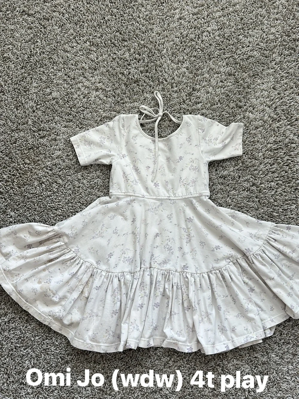 Well Dressed Wolf Girls White Dress with Light Lavender Floral Print